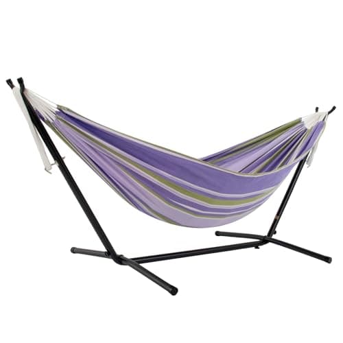 Vivere Double Cotton Hammock with Steel Stand