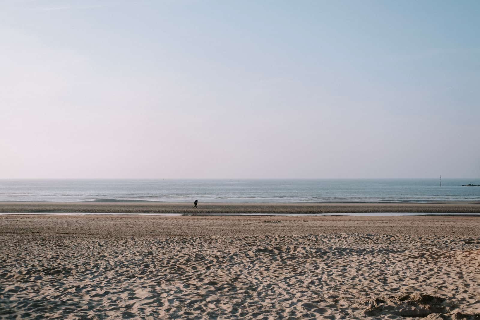 A calm coastal horizon at first light