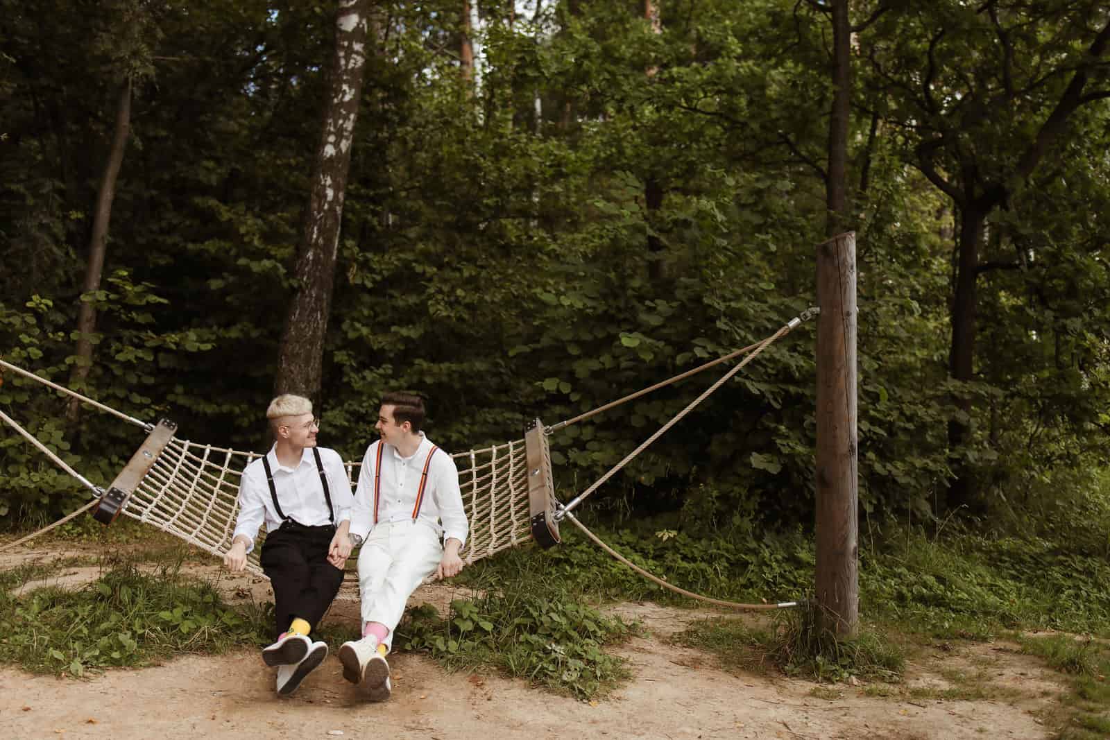 Wide double hammock with room for two people